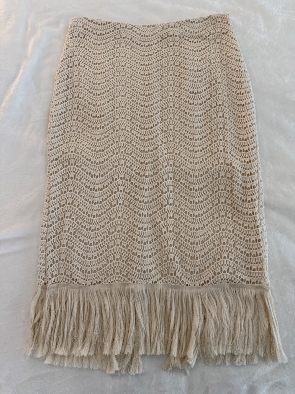 Antonio Melani Crochet Lace Fringe Midi Skirt Size 10 NWT Boho Coastal MSRP $149 - Picture 5 of 16